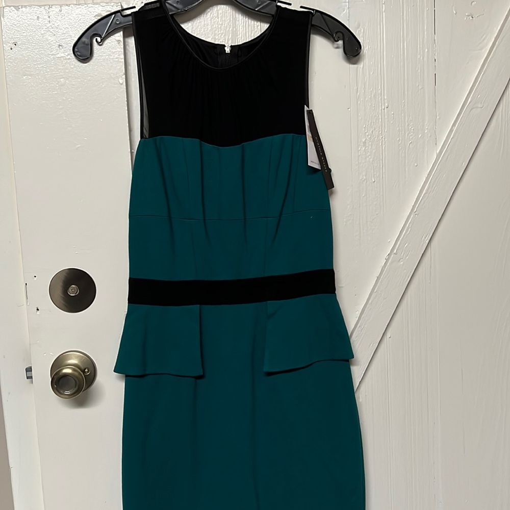 Cynthia Steffe green and black peplum dress